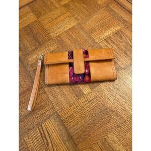 Artisan, textile and leather wallet/clutch